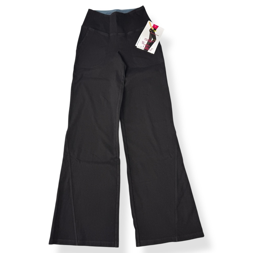 Women With Control Wide Leg Pants Womens 0 Tall Solid Black Pull On Stretch NWOT